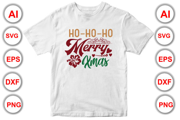 Download Ho-Ho-Ho Merry Xmas Printable Christmas T-shirt Design - Sign Collection