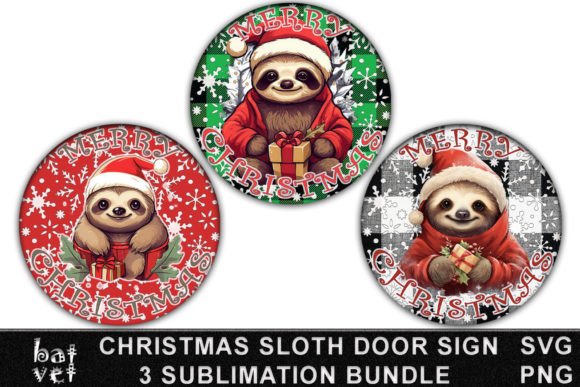 Download Christmas Sloth Door Sign Bundle SVG - Sign Collection