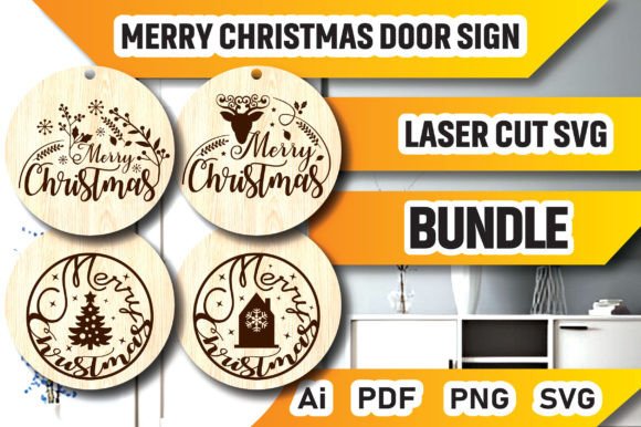 Download Merry Christmas Door Sign Bundle SVG - Sign Collection