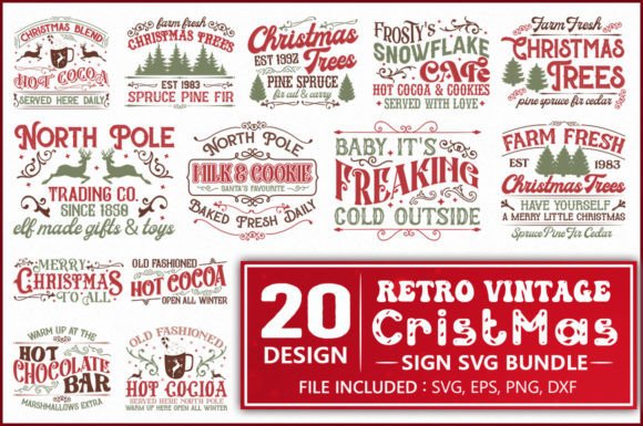 Download Retro Vintage Christmas Sign SVG Bundle - Sign Collection
