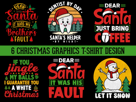 Download 6 Christmas T-shirt Design Bundle - Sign Collection