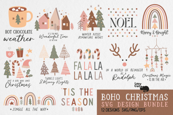 Download Boho Christmas SVG PNG Bundle - Boho christmas Collection