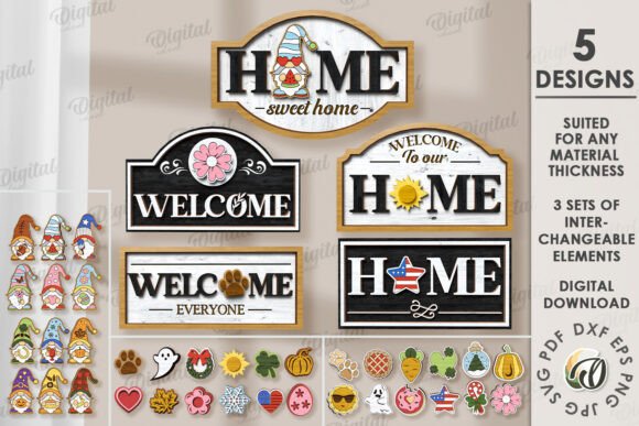 Download Interchangeable Home Signs Bundle Laser - Sign Collection