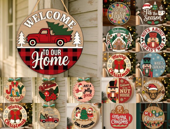 Download Bundle Christmas Door Sign Cute Xmas Svg - Sign Collection