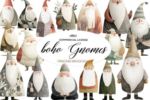 Download Boho Christmas Gnomes Clipart - Boho christmas Collection