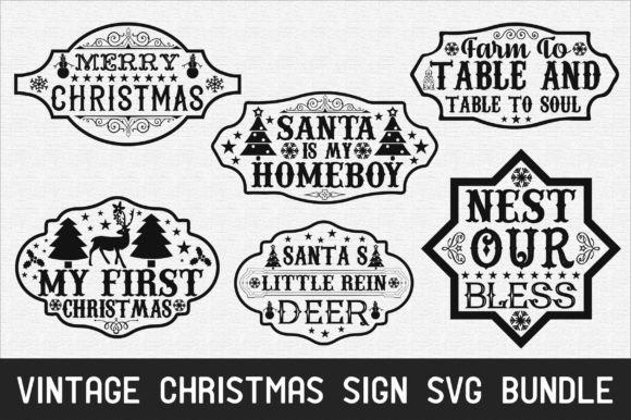 Download Vintage Christmas Sign Svg Bundle - Sign Collection