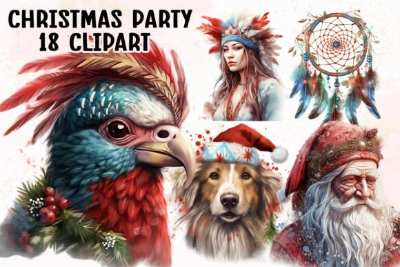 Download Boho Christmas Party Clipart Bundle - Boho christmas Collection