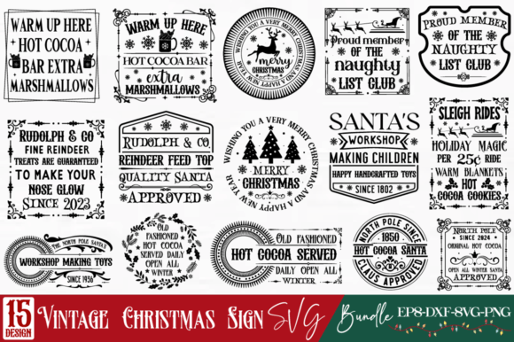 Download Vintage Christmas Sign SVG Bundle - Sign Collection
