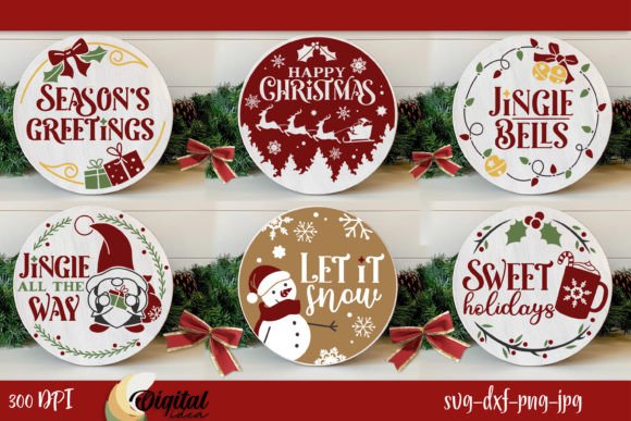 Download 6 Round Sign Christmas SVG. XMas Bundle - Sign Collection