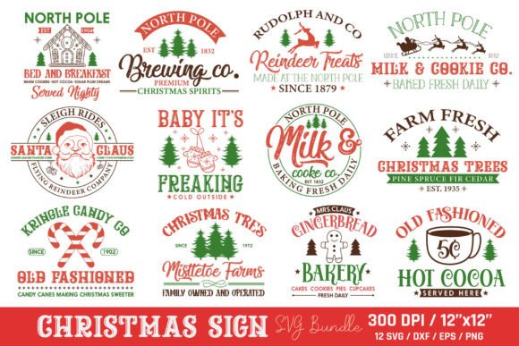 Download Vintage Christmas Sign SVG Bundle - Sign Collection