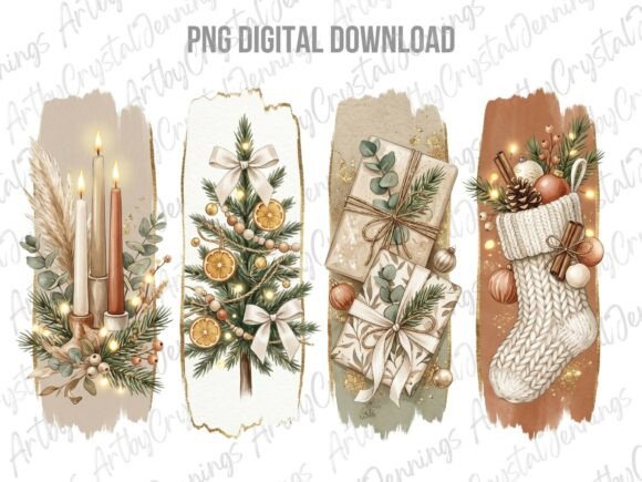 Download Neutral Boho Christmas Brushstroke PNG - Boho christmas Collection