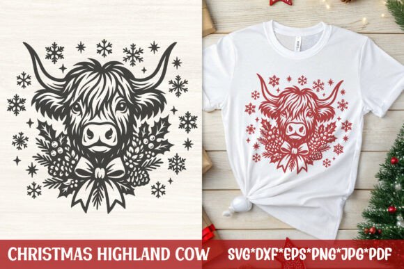 Download Christmas Highland Cow SVG Design - Sign Collection