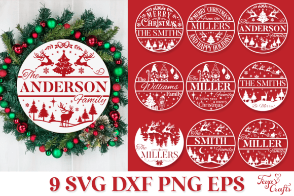 Download Christmas Family Name Door Sign SVG - Sign Collection