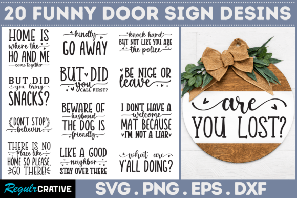 Download Funny Door Sign SVG Bundle - Sign Collection