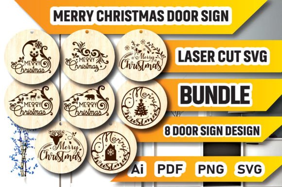 Download Merry Christmas Door Sign Bundle SVG - Sign Collection