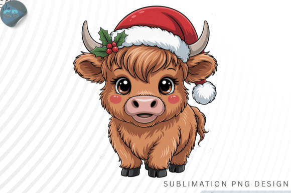 Download Cute Christmas Highland Cow PNG Design - Sign Collection