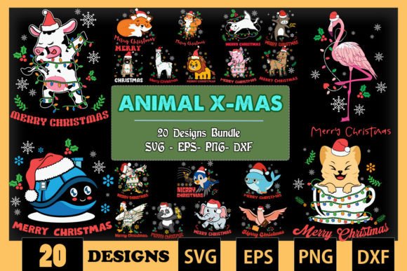 Download ANIMAL Christmas Bundle SVG 20 Designs - Sign Collection