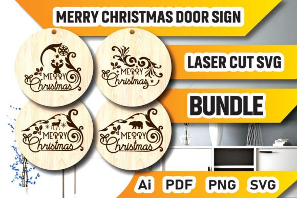 Download Merry Christmas Door Sign Bundle SVG - Sign Collection
