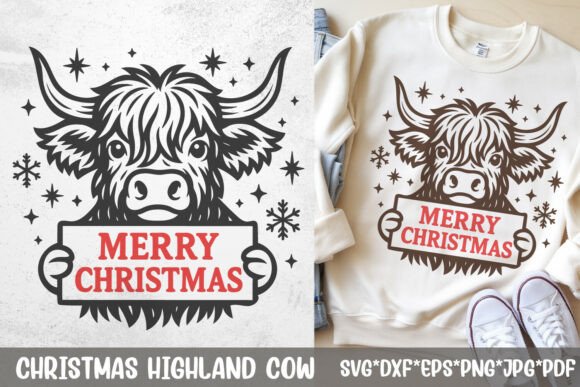 Download Highland Cow Christmas SVG | Merry Sign - Sign Collection