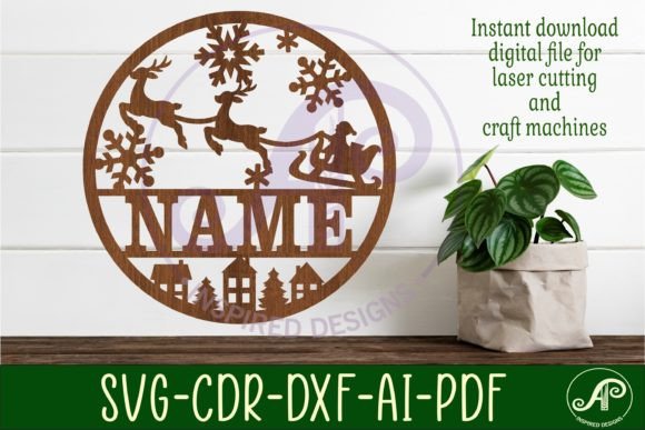 Download Santa Sleigh Christmas Name Sign Svg - Sign Collection