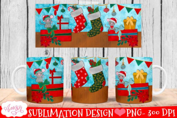 Download Christmas Stocking Mug Wrap PNG Design - Sign Collection