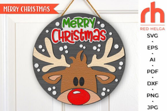 Download Merry Christmas SVG, Reindeer Door Sign - Sign Collection