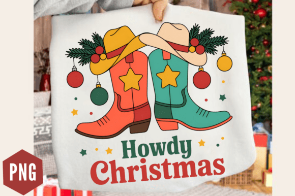 Download Cowboy Christmas Howdy PNG Design - Sign Collection