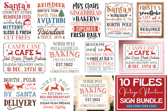 Download Vintage Christmas Sign SVG Bundle - Sign Collection
