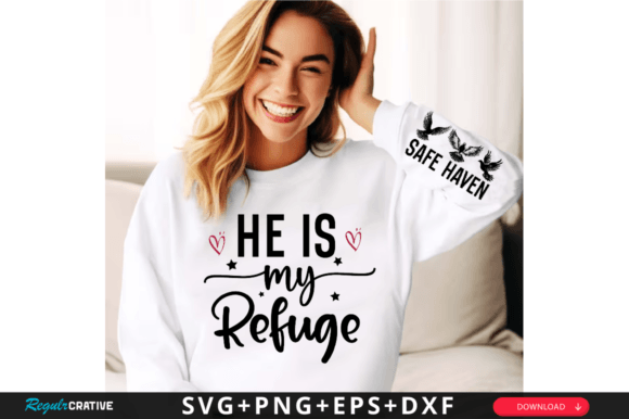Download He is My Refuge Sleeve Svg Design - Premium Resources