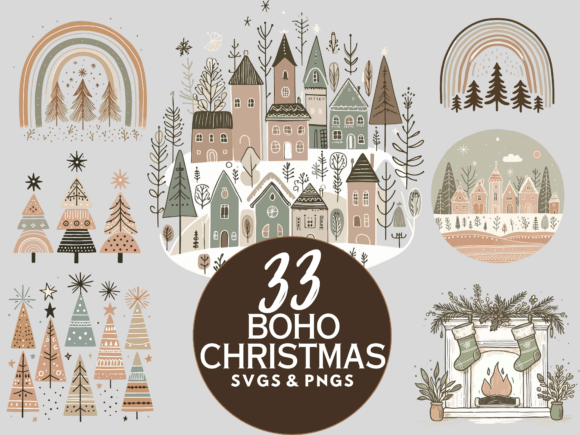 Download Cute Boho Christmas SVG PNG - Boho christmas Collection