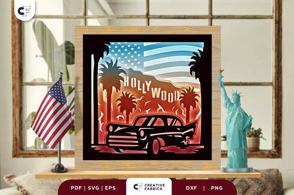 Download Hollywood Sign Shadow Box SVG - Sign Collection