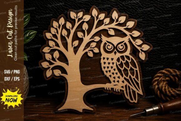 Download Owl Tree Laser Cut Svg Design Owl Tree - Sign Collection