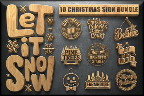Download Festive Christmas Sign SVG Bundle - Sign Collection