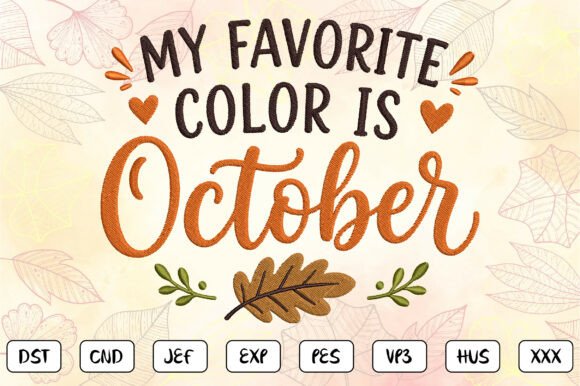 Download October Fall Embroidery Design - Sign Collection