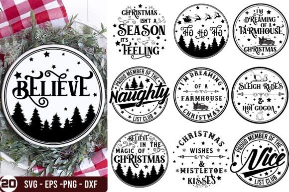 Download Christmas Round Sign Svg Bundle. - Sign Collection
