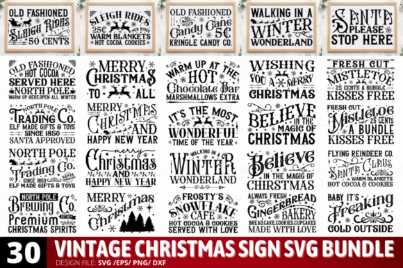Download Vintage Christmas Sign Svg  Bundle - Sign Collection