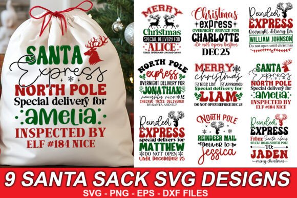 Download Santa Sack SVG Bundle, Christmas Designs - Sign Collection