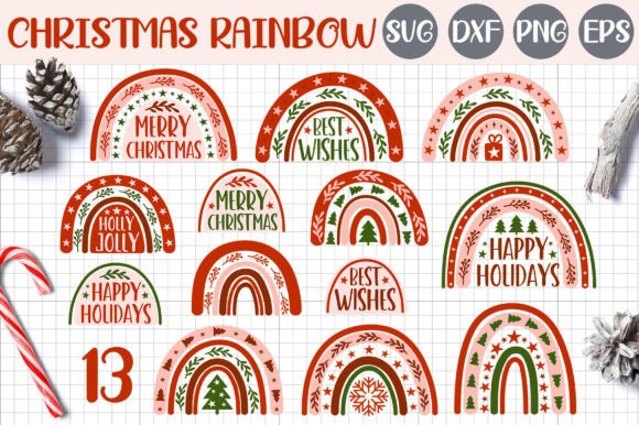 Download Boho Christmas Rainbow Vector Clipart - Boho christmas Collection